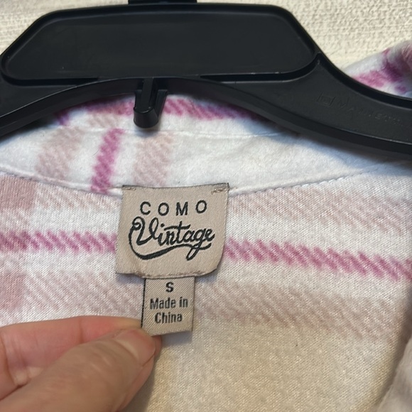 Como Vintage Flannel Jacket Size Small Women's Pink White - Picture 3 of 8